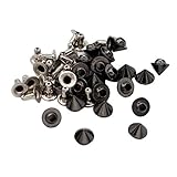 Hellery 20 aus aus Nieten Druck Ziernieten Hohlnieten Kegelnieten für Kleidung Tasche, 7 mm, Schwarz