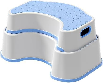 Dual-Height Toilet Step Stool for Kids & Adults - 2-Tier Stackable Potty Stool with Non-Slip Surface, Ergonomic 35 Squat Position, Multi-Purpose Bathroom Step for Potty Training Blue