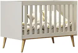 Berço Americano 3 em 1 Retro Ludmila Off White com Bétula Carolina Baby