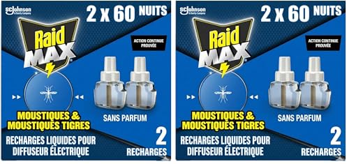 Recharge anti-moustiques Raid Max pour des nuits sereines sans parfum