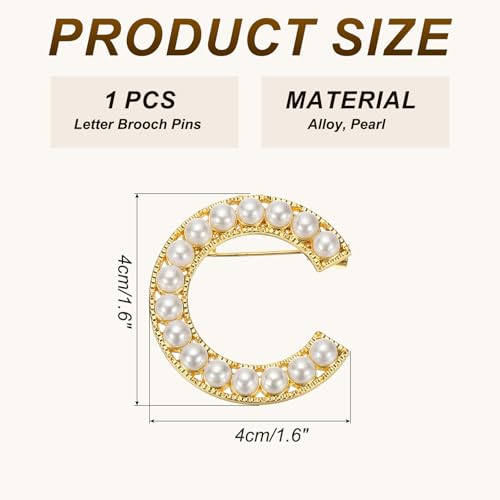 Image of PATIKIL Letter Brooch Pins, Pearl Initial Alphabet Letter Lapel Badges Pin for Women Men Girl Wife Suits