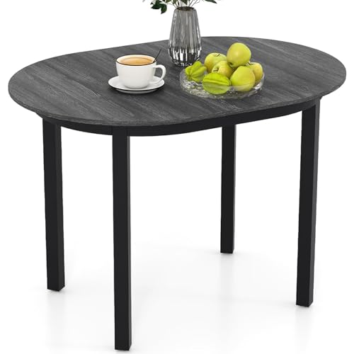 GIANTEX 43" Wooden Dining Table for 2-4 People, Oval Kitchen Table w/Rubber Wood Legs, Farmhouse Dining Room Desk for Small Place Apartment, Home Office Living Room Furniture, Load 260 LBS
