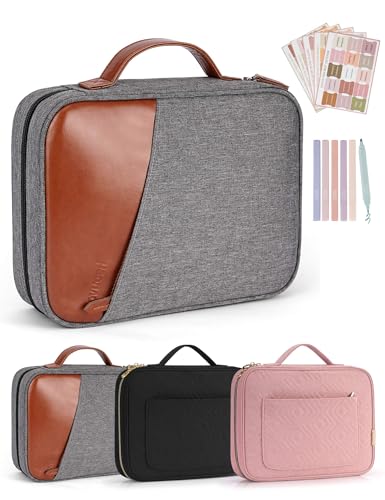 heouvo Bible Covers for Men, Bible Carrying Case with Pockets/Leather Handle, Multi-Functional Large Size Zippered Bible Bag, Great for Bible Study/Daily Use, Bible Case for Men (Gray)