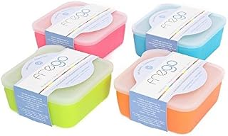 Frego Award-Winning Plastic-Free Glass and Silicone Food Container | 2 Cups | Variety Pack - Blue, Orange, Lime Green and Honeysuckle