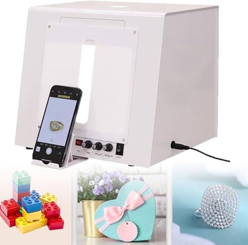 Caja de luz portátil para fotografía de joyas con tocadiscos eléctrico regulable 3000K-5500K