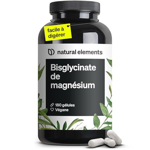 Magnésium Bisglycinate – 300 mg de magnésium élémentaire/dose journalière – 180 gélules, 2 mois d'approvisionnement – doux sur l’estomac, vegan,...