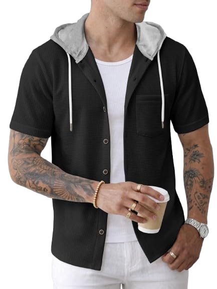 noble monk Men’s Half Sleeve Hooded Neck T-Shirt | Regular Fit Casual Summer Wear Hoodie Tee for Men-picture-19