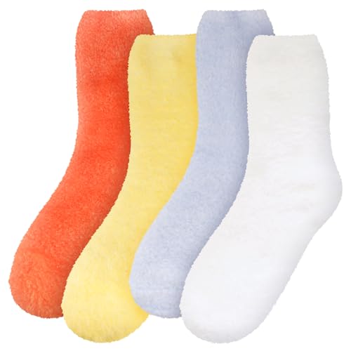 Image of BambooMN Women's Fuzzy Soft Colored Socks