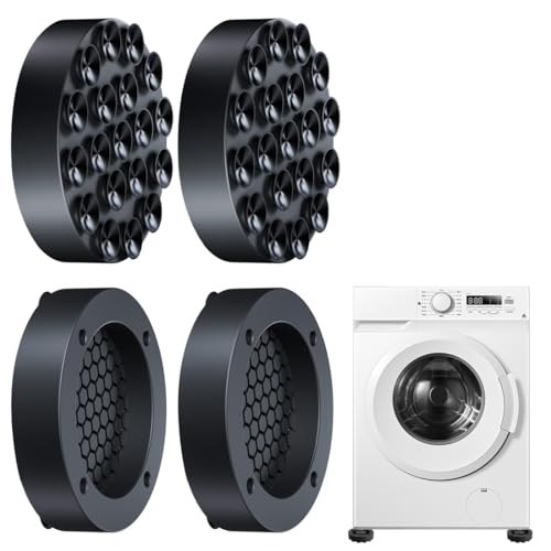 YIPFEN 4 Piezas Universal Amortiguadores de Vibración Goma Antivibración Alfombrilla Antideslizante para Lavadoras y Refrigeradores (Negro)