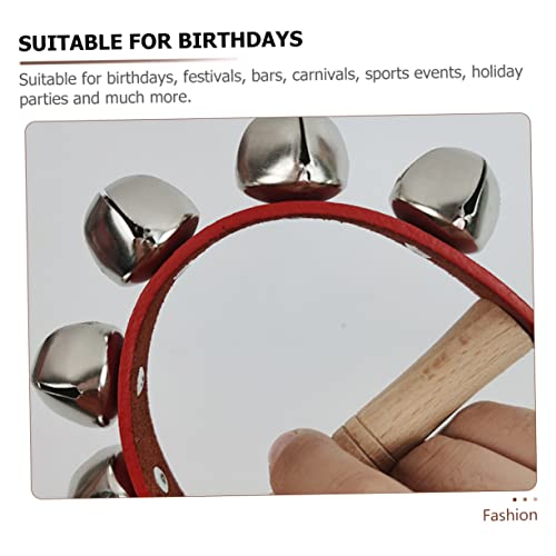 ifundom 6 Peças Sino De Mão De Couro De Cinco Sinos Lidar Com Sinos De Madeira Pandeiros Interessant