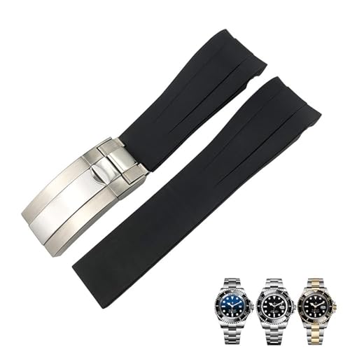 Bracelet montre caoutchouc noir pour Rolex Deepsea 126660 avec outils