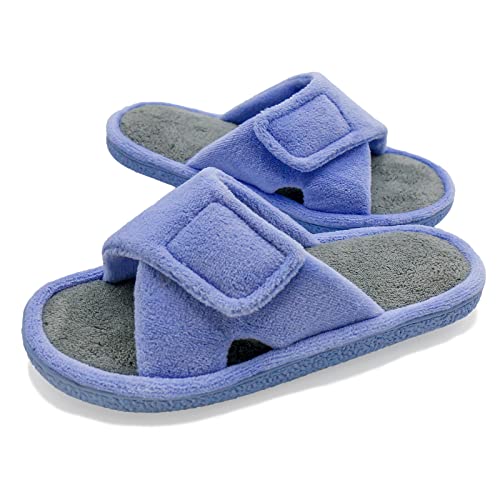 Magtoe Adjustable Open Toe House Slippers for Women Memory Foam Indoor Slip on Slides Sandals Lady Home Shoes for Air Conditioning Room,Spa,Bedroom,All Seasons