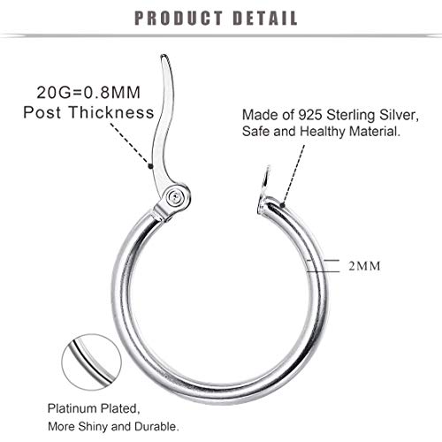 Sllaiss 3 Pairs Sterling Silver Round Hoop Earring for Women Lightweight Click-Top Hoop Earring Hypoallergenic 10-20MM3