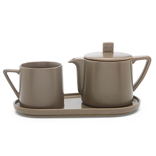 Bredemeijer Lund Tea-for-One Set, Ceramic, Grey, 14 x 30 x 11.9 cm