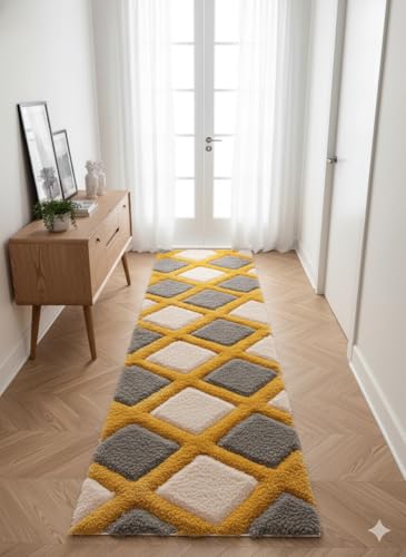 Image of Warm & Welcoming Shaggy Rug - 2x6 ft Runner for Hallway and Bedroom with Soft Texture and Modern Appeal