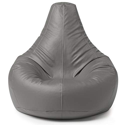 Bean Bag Bazaar Sitzsack aus Kunstleder „Recliner“, Grau, Gamer Sitzsack für Erwachsene und Kinder, Sitzsack mit Füllung – Bild 5
