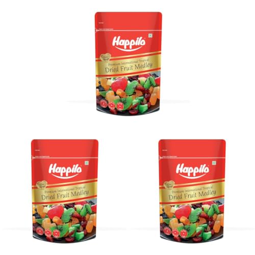 Image of Happilo Premium International Dried Tropical Fruit Medley 200g | Healthy Snacks, Dry fruits|Wholesome & Vitamin Rich Healthy Snack | No Artificial Colors | No Preservatives (Pack of 3)
