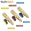 SURIEEN 3 Pcs Refrigerant Compact Ball Valve Adapter 1/4" SAE for R410A R134A R12 R22 AC HVAC & R12 R22 to R134A, Fits for R502 Charging Hoses AC Refrigerant #2