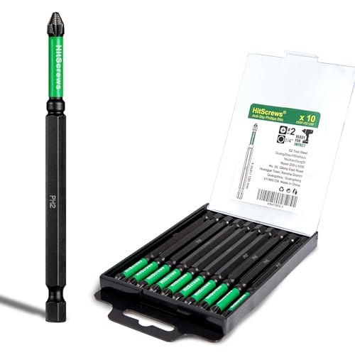 Image of Anti Slip Magnetic Phillips #2 Screwdriver Bits-4 Inch, New Precision Laser-Etched Micro-Slip Grip, Impact Resistant S2 Steel PH2 Impact Driver Bits For Heavy-Duty Repairs and Assembly | 10 Pack