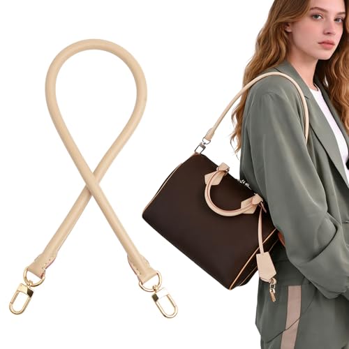 Image of Bag Genuine Vachetta Leather Shoulder Short Strap Replacement Fit for Graceful Damier or Speedy25 30 35(Apricot)