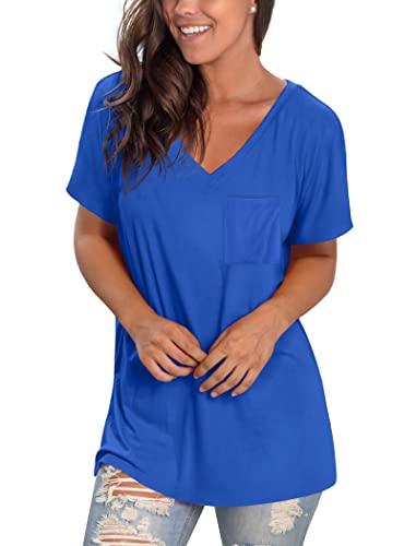 Geifa Womens T Shirts Short Sleeve V Neck Casual Summer Tops Tshirts with Pocket2