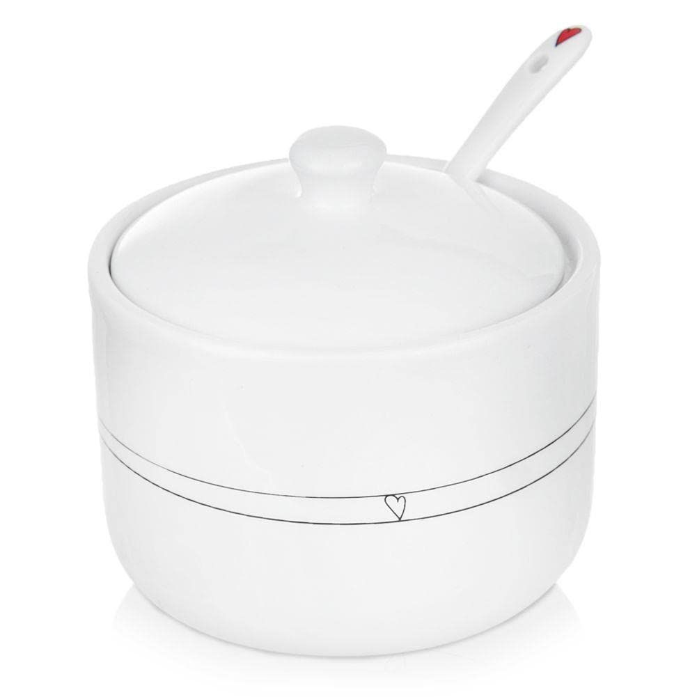 Set Zuccheriera E Bricco Latte Orion Con Supporto Legno - 3 Pezzi, Porcellana E Bamb&ugrave;