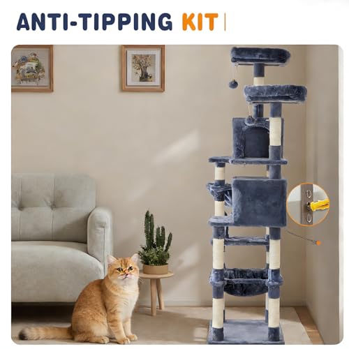Torre para Gatos Extra Grande de 71 in con Múltiples Niveles y Rascador miniatura 6