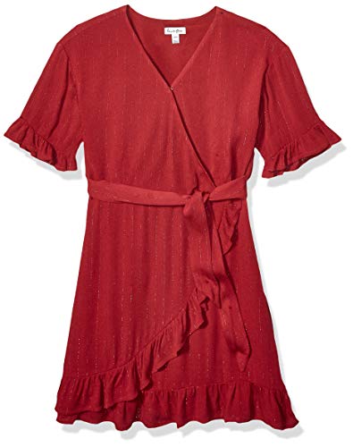 love, FiRE Girls' Big Woven Tie Dress, Burgundy Lurex, M