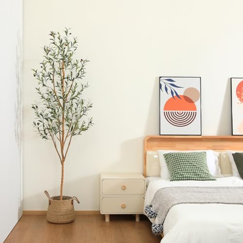 Kazeila AA06103-1A Artificial Olive Tree 6Ft Tall Faux Silk Plant For Home Office Decor Indoor Fake Potted Tree thumb #7