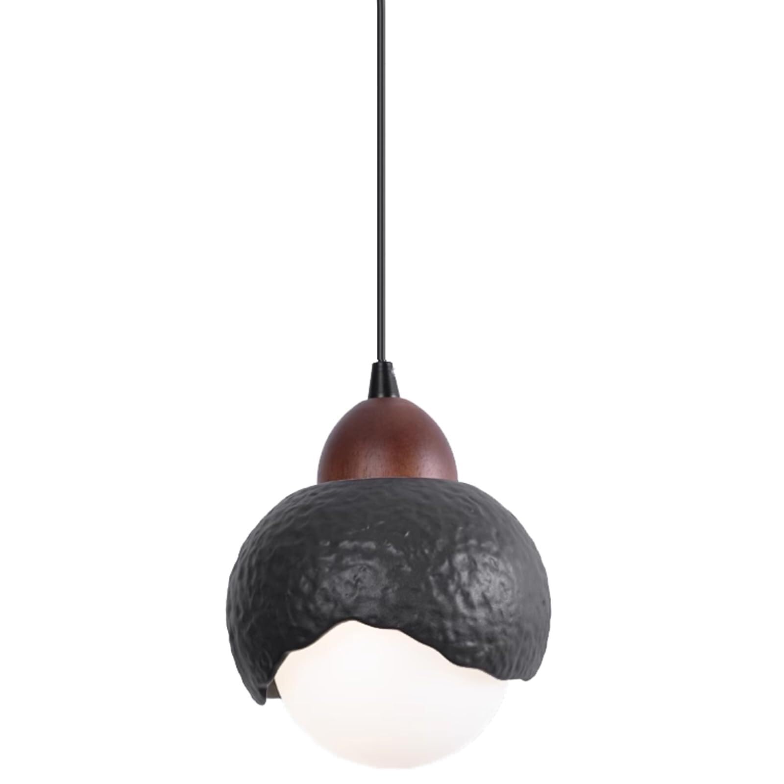 SYAXVOM Japanese Wabi-Sabi Bedside Chandelier - Minimalist Ceramic Pendant Light with G9 Base for Bedroom, Bar, and Restaurant(Dark)