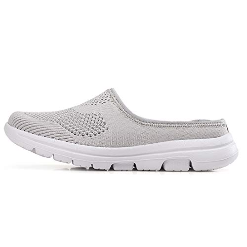 Womens Backless Sneakers Mesh Slip-On Mule Shoes Breathable Slippers Gray 9 Re #TOP2