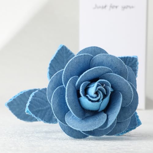 Suncalla 2nd Anniversary Cotton Rose Handmade Denim Flower Gift for Wife/Husband 2 Year Cotton...