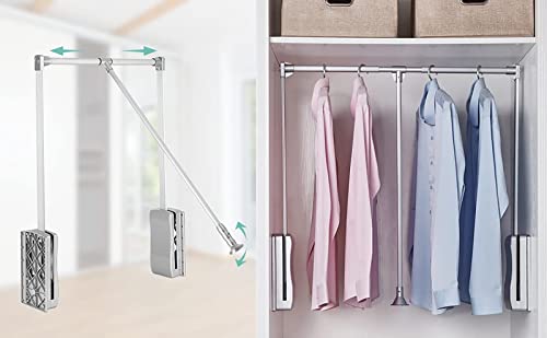 Barre de penderie rétractable tringle réglable 58-114 cm acier inoxydable dressing - 5