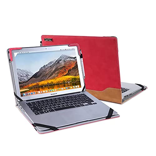 Berfea Étui de protection rigide en cuir synthétique pour ordinateur portable Samsung Galaxy Book Pro/Book 2 Pro/Book Ion/Book Flex/Book Flex Alpha 15,6' avec support pour ordinateur portable (rouge)