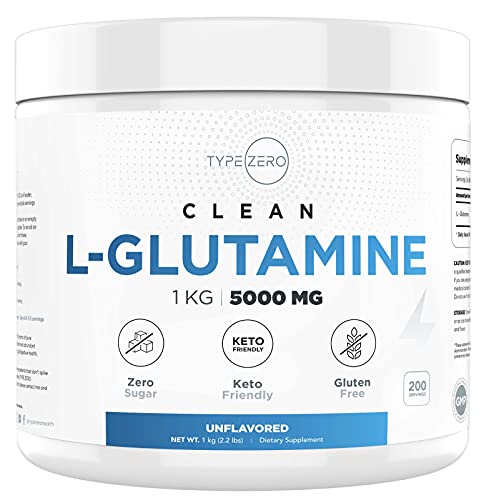 Ultra Clean L Glutamine Powder 5000 (1KG | 200serv) 5X Strength Pure L-Glutamine Supplement 5000mg for Gut Health - Supports Leaky Gut & Gastrointestinal Lining Repair Women & Men - Vegan, Gluten Free