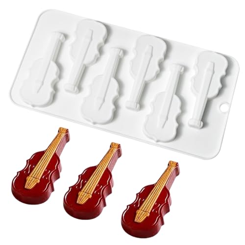 Wonsfuleu Moldes de Silicona | Molde Para Jabón De Instrumento De Violín De 6 Cavidades,Utensilios para Repostería y Decoración para Arte con Resina, Epoxi y Arcilla,Para Chocolate, Jabón, Velas y