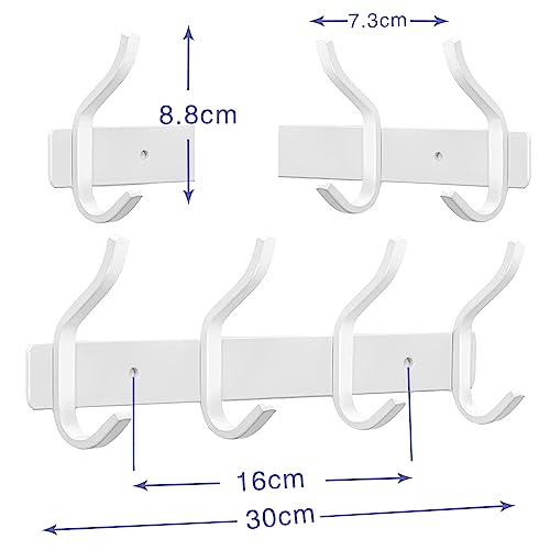 QNIIAED Coat Hooks Wall Mounted,Back of Door Hooks Screw in Metal Heavy Duty Stainless Steel Hanger for Towel,Coat,Robe,Key,Hat,Clothes,Bathroom,Bedrooms(White) - Image 2