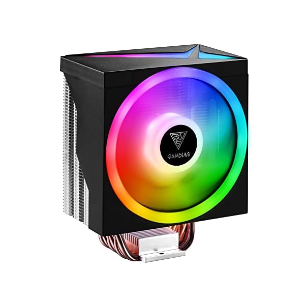 GAMDIAS BOREAS M1-610 CPU-Kühler, CPU-Luftkühler, CPU-Lüfter, Direct Touch Contact, 6 Kupfer-Heatpipes, Dual Ring ARGB, vollständig anpassbare ARGB-Beleuchtung, Kompatibel mit Intel & AMD