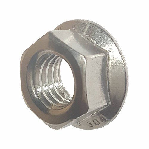 Fastenere Serrated Flange Nuts – #6-32 (100 Pack), Durable Stainless Steel 18-8 Hex Lock Hardware Nuts, Corrosion-Resistant, Coarse Plain Finish for Home, Automotive &amp; Industrial Use
