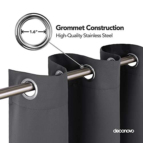 Image of Deconovo Blackout Curtain Darkening Bedroom or Living Room Grommet Thermal Insulated Lighting Reduce Drape, 52 x 84 in-1 Panel, Dark Grey
