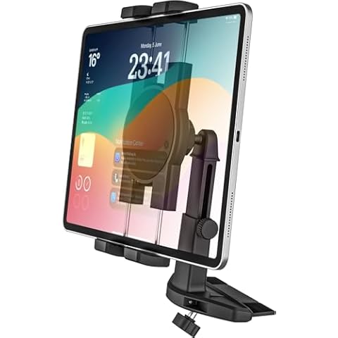 GDZN Universal Car Mount, [Height Adjustable] CD Slot Car Tablet Mount, Sturdy Vehicle CD Player/Tray Tablet Holder Clip with 360° Rotation for iPad Pro Air Mini,Galaxy Tabs, Z Fold, 4-12.9'' Devices Cover