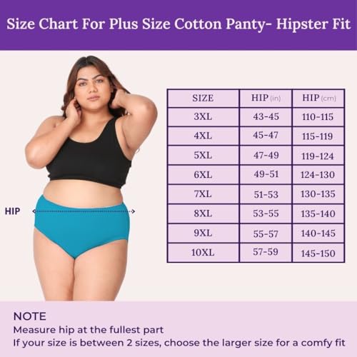 Image of Adira | 3XL to 10XL Cotton Panties for Women Plus Size | High Waist Panty with Full Coverage | Inside Elastic - No Elastic Exposure to Skin | Plus Size | Pack of 3