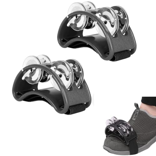 Armastuse Pandereta Media Luna Tambor de doble luna de luna musical de metal Jingles Pandereta de mano,2 Piezas(Negro)