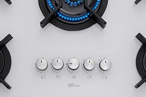 FISCHER COOKTOP GÁS 5 BOCAS TC INFINITY MESA VIDRO BRANCO BIVOLT 26298-62470