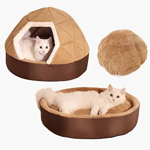 SBY Cama Gatos y Perros 2 en 1 Casa de Mascotas Cojin Redonda Cueva Extraíble y Lavable, 43 * 43 * 32