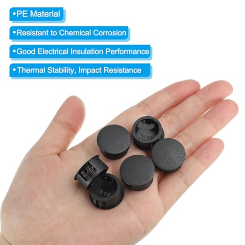 Image of PATIKIL 18mm (11 /16 inch) Plastic Hole Plugs, 30Pcs Flush Type Round Hole Plugs Cover Snap in Locking Hole Tube for Table Kitchen Cabinet Furniture, Black