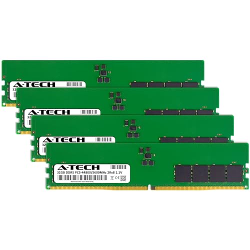 Image of A-Tech 128GB Kit (4x32GB) DDR5 5600MHz PC5-44800 CL46 UDIMM 2Rx8 Dual Rank 1.1V Non-ECC Unbuffered DIMM 288-Pin Desktop PC /Computer RAM Memory Upgrade Modules