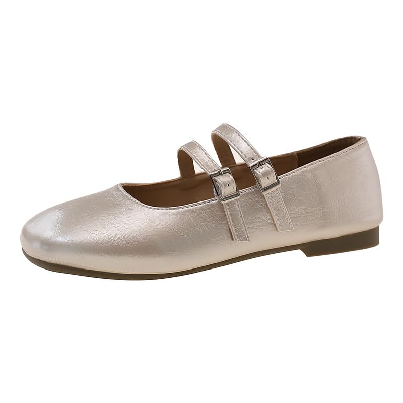 Chaussures Mary Jane confortables pour le travail et soirées chic couleur champagne