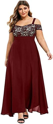 Eaktool Womens Black Cape Jacket, Women Plus Size Cold Shoulder Floral Lace Maxi Party Evening Camis Long Dress Wedding Guest Dresses for Women Christmas Party Dresses Plus Size Formal (4XL, Wine)
