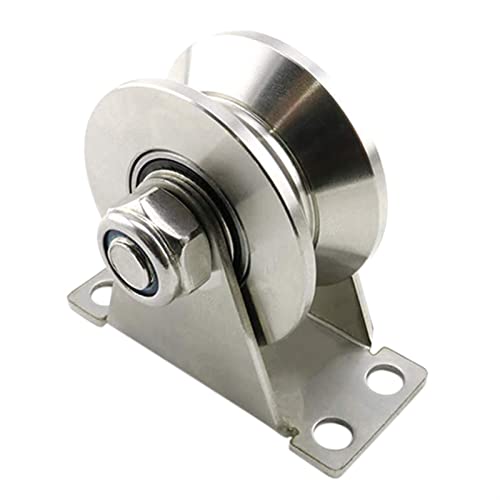 Poulie de levage rail en U acier inox avec roulement silencieux et roue de guidage